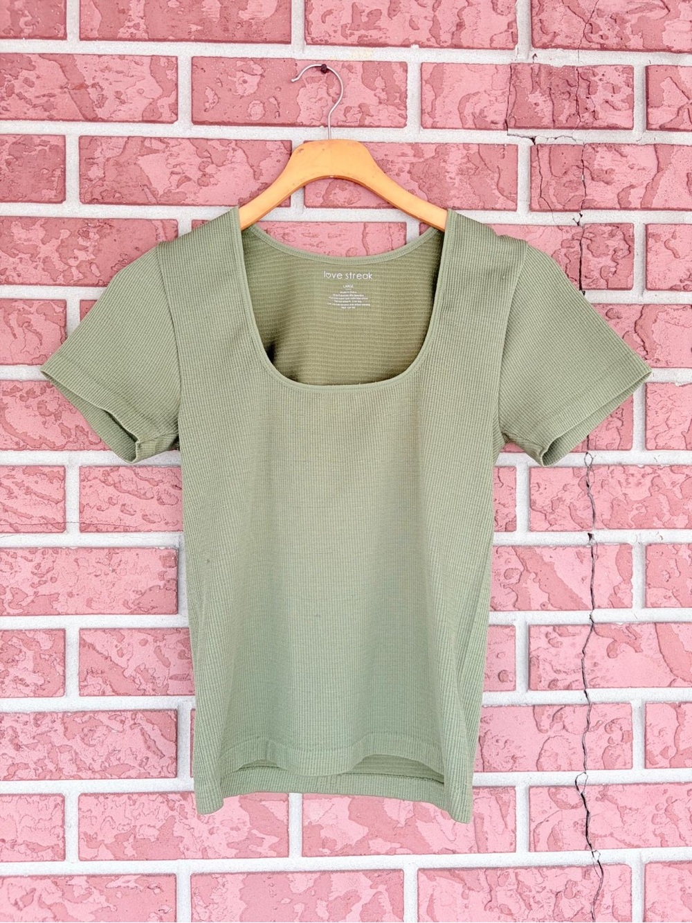 Love Streak Olive Ribbed Scoop-Neck Tee
